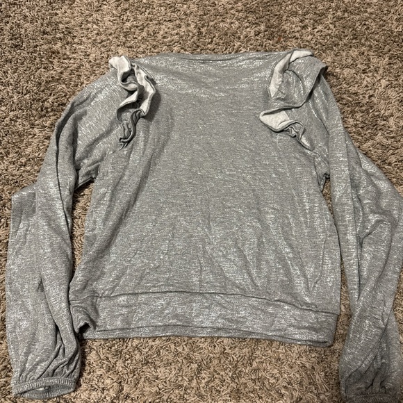 Express Gray Ruffle Sweatshirt - Picture 2 of 2